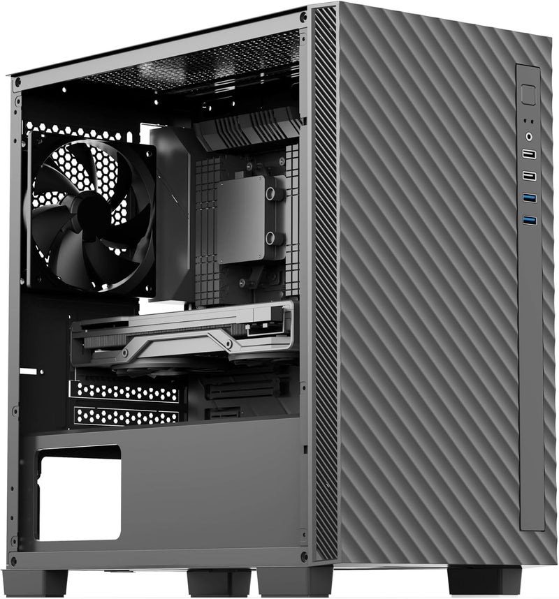 Rosewill FBM-X5 Micro ATX Mini Tower Desktop Gaming & Office PC Computer Case with Pre-Installed 400W Power Supply, 240mm / 280mm AIO Support, 2X USB 2.0, 2 USB 3.0, 1x 120mm PWM Fan - Image 3